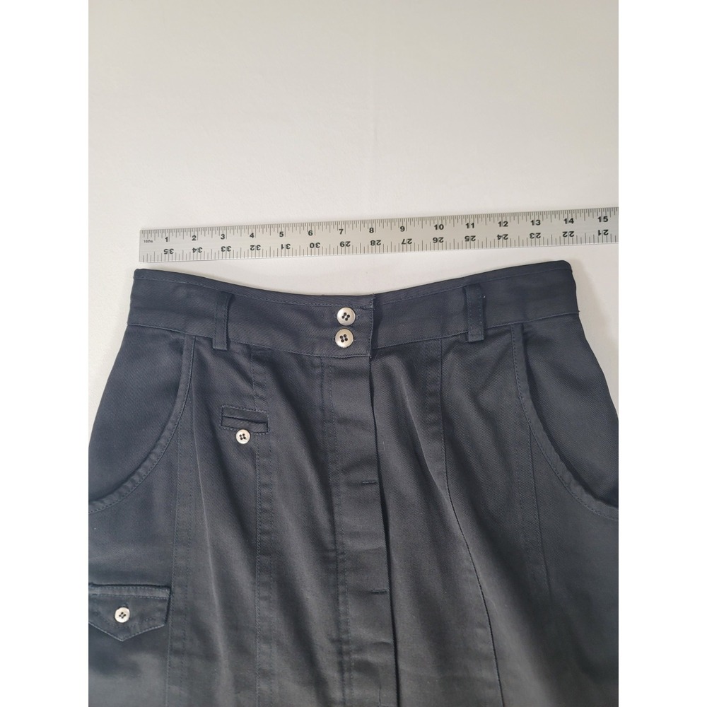 Vintage Together Black Button Front Midi Skirt Pleated Back‎ Dark Academia - Picture 8 of 9